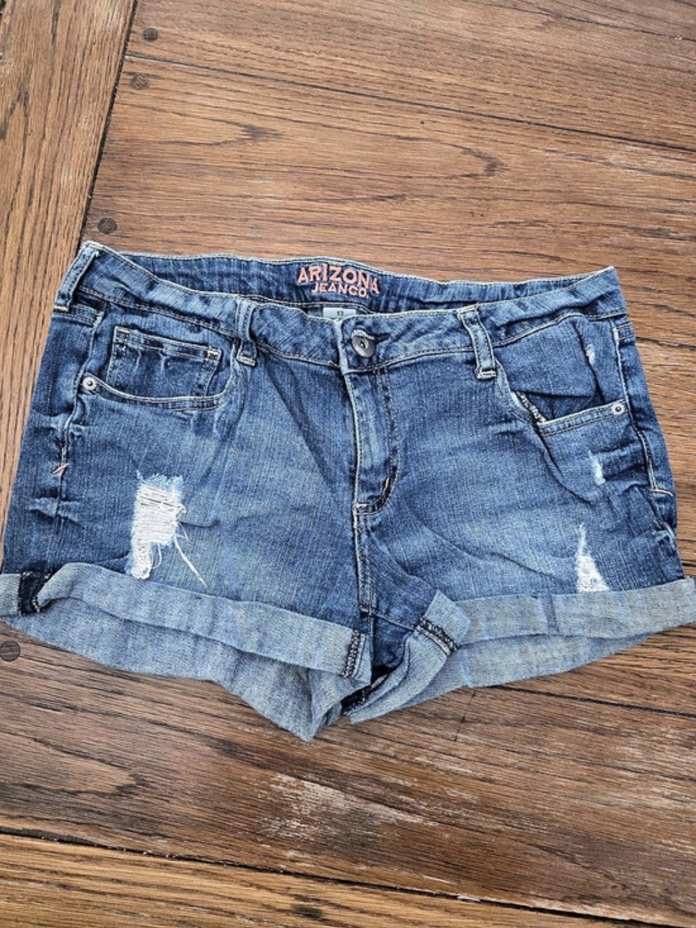 Arizona Jean Co. Stretch Jean Shorts Distressed Denim Shorts Size 13